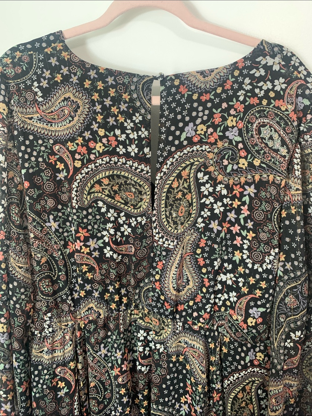 torrid Black Paisley & Floral Long-Sleeve V-Neck Dress 3X